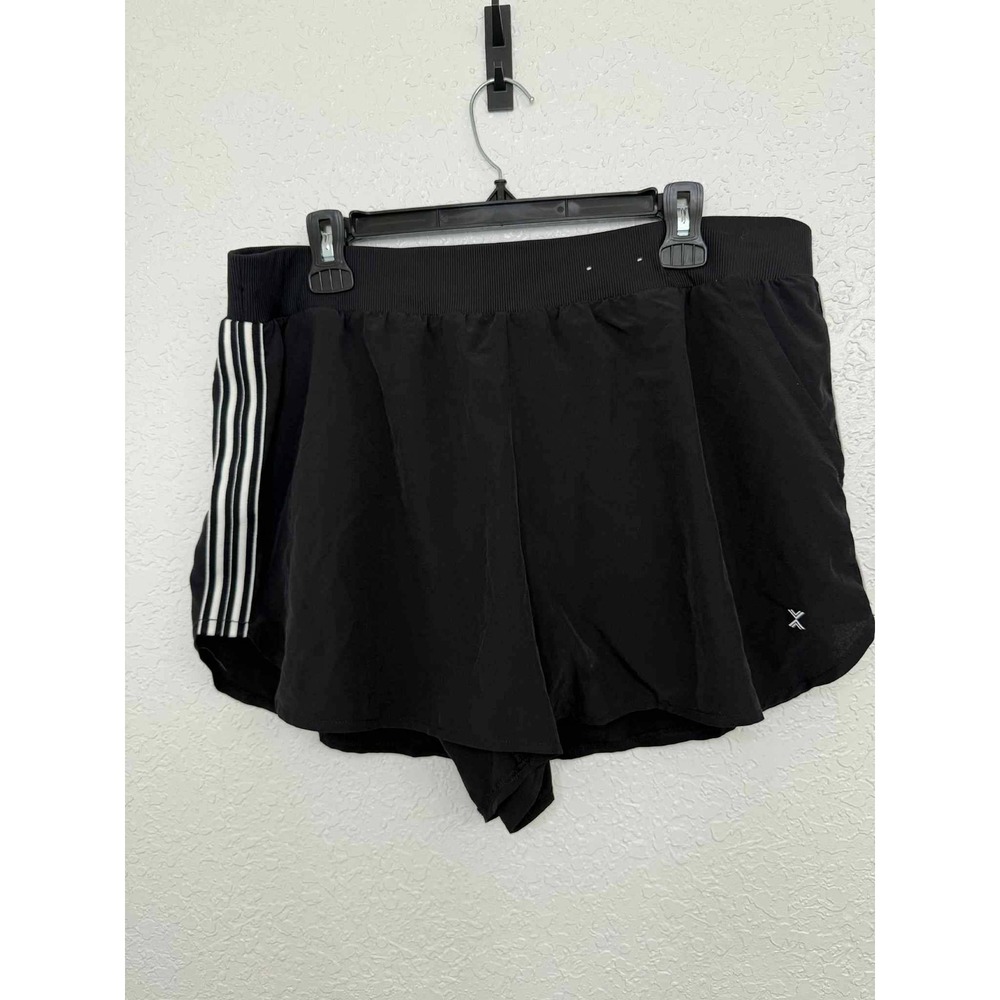 Xersion Everair Womens XL Black Athletic Running Shorts Side Stripe Workout Gym